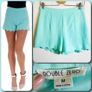 Double Zero Mint High Waisted Scalloped Side Zipper Dressy Shorts - MEDIUM